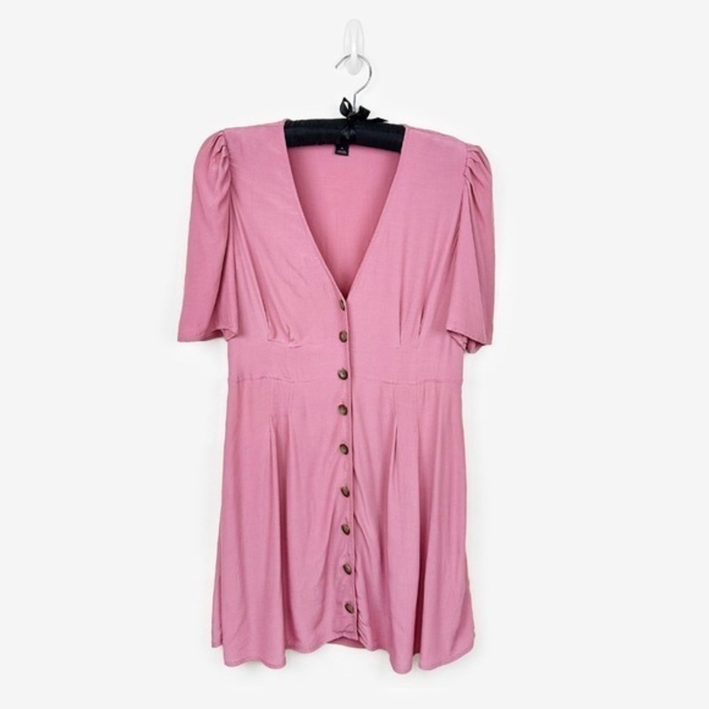 Something Navy Button Mini Dress Size M Dusty Pink Viscose Soft Girl Summer‎